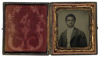 (CASED IMAGES--AFRICAN AMERICANS) A group of three sixth-plate portraits, including two ambrotypes and one tintype.